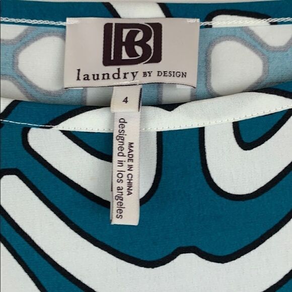 Laundry By Design green, white& black print dress - Picture 4 of 8